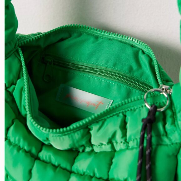 Free People Mini Carryall Sling Bag Quilted Carryall - Kelly Green - Picture 3 of 10